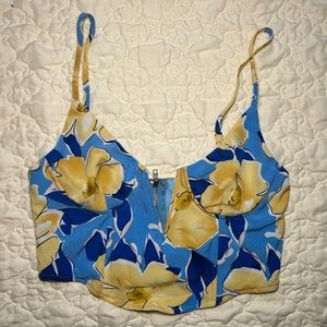 Pacsun brand LA HEARTS blue lemon crop top